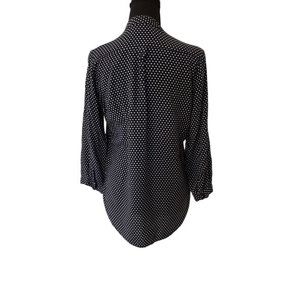 Market & Spruce Navy Polka Dot Button Front Blouse Size M - Picture 2 of 10